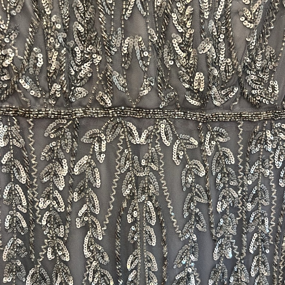 Mac Duggal Silver Sequin Long Sleeve Gown - Picture 7 of 10